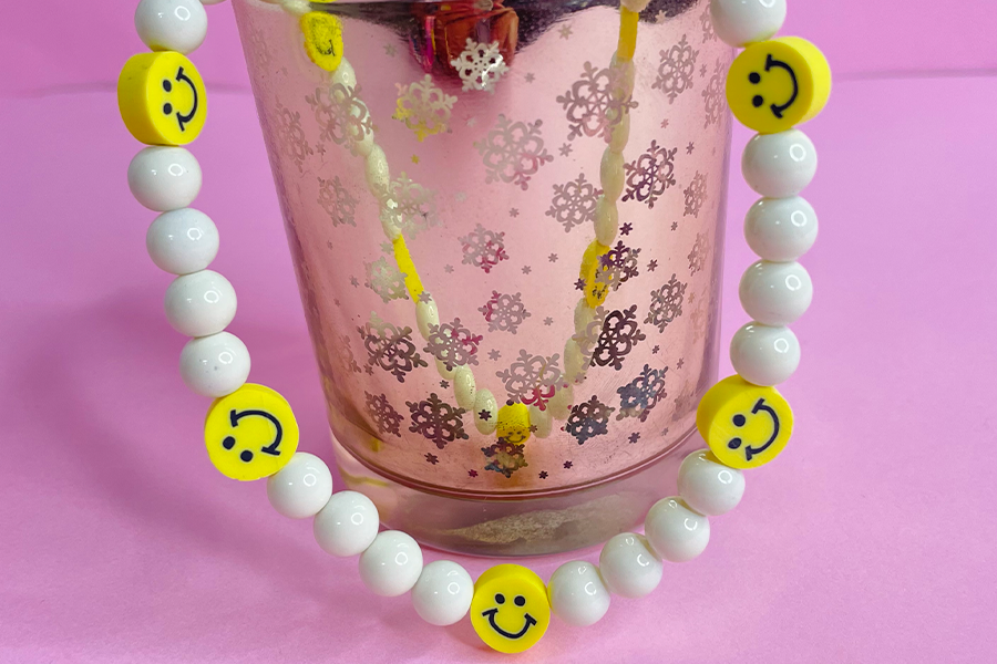 White Happy Faces Necklace